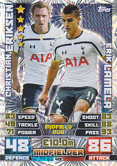 Eriksen Lamela Tottenham Hotspur 2014/15 Topps Match Attax Duo #418